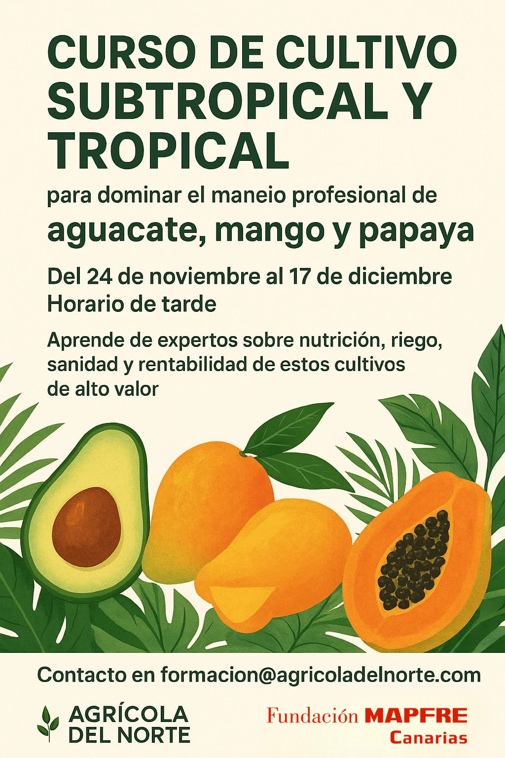 Cartel curso cultuvo de tropicales y subtropicales